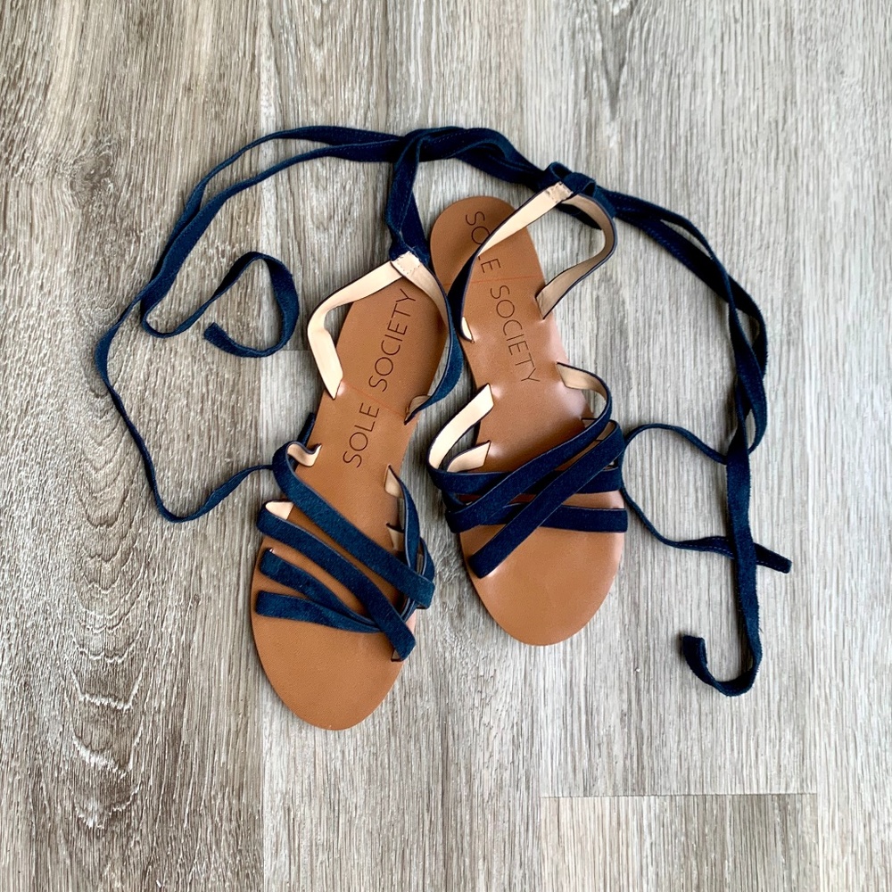 Sole Society Suede Strappy Flat Sandals